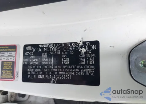 2016 Kia Soul ! z USA, uszkodzony, nr VIN KNDJN2A24G7264891